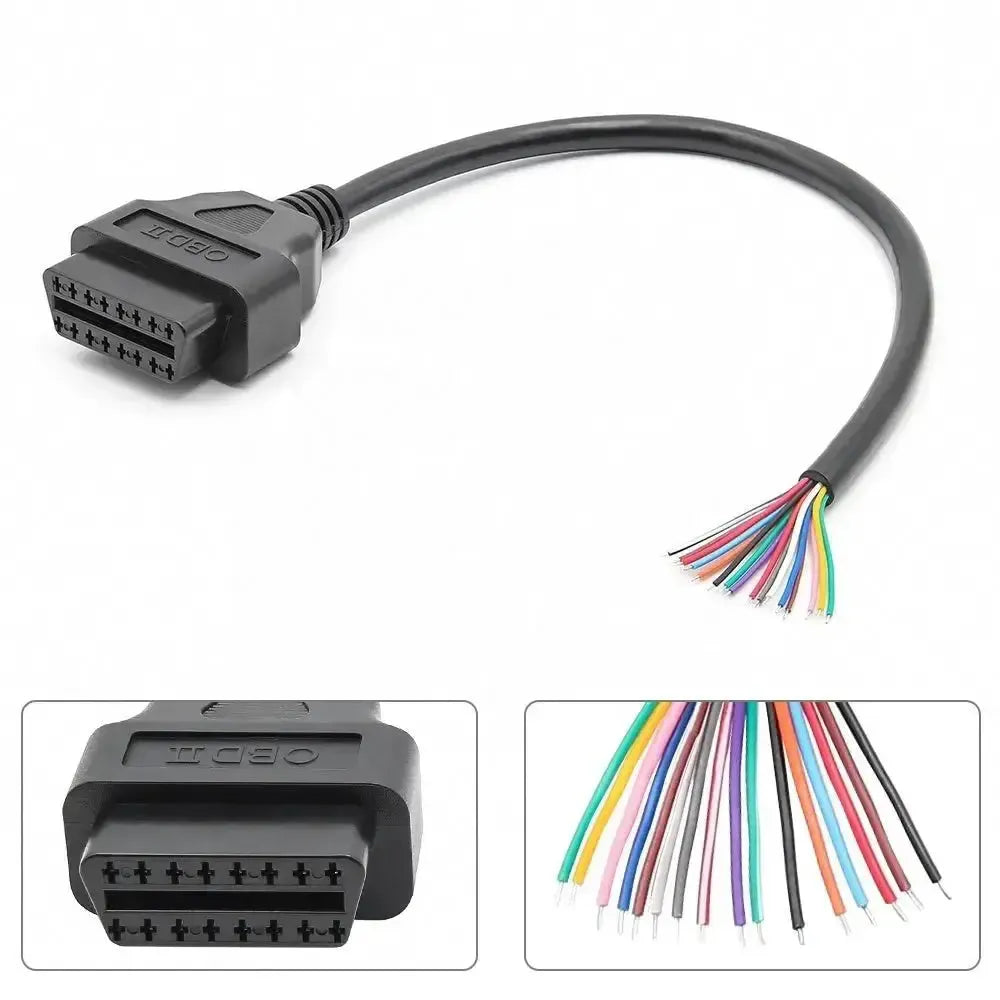 16-pinowy wtyk OBD2 (żeńskie) z 16 otwartymi końcówkami kabli (30 cm) | Akcesoria
