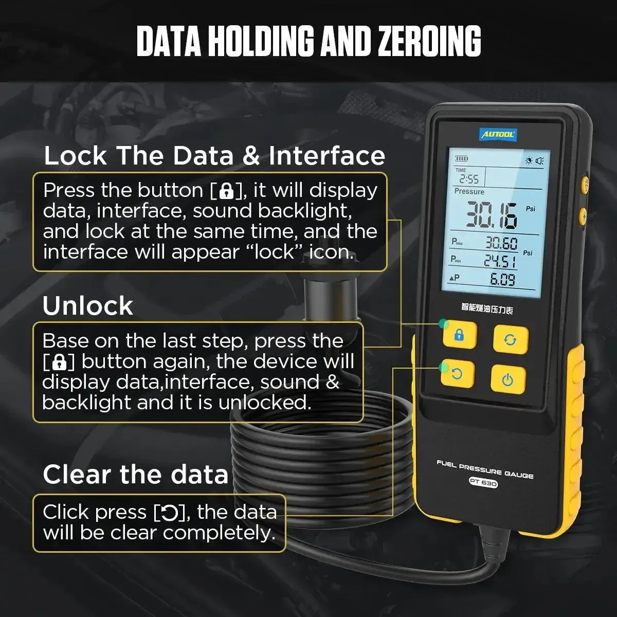 Autool PT630 | Tester ciśnienia paliwa