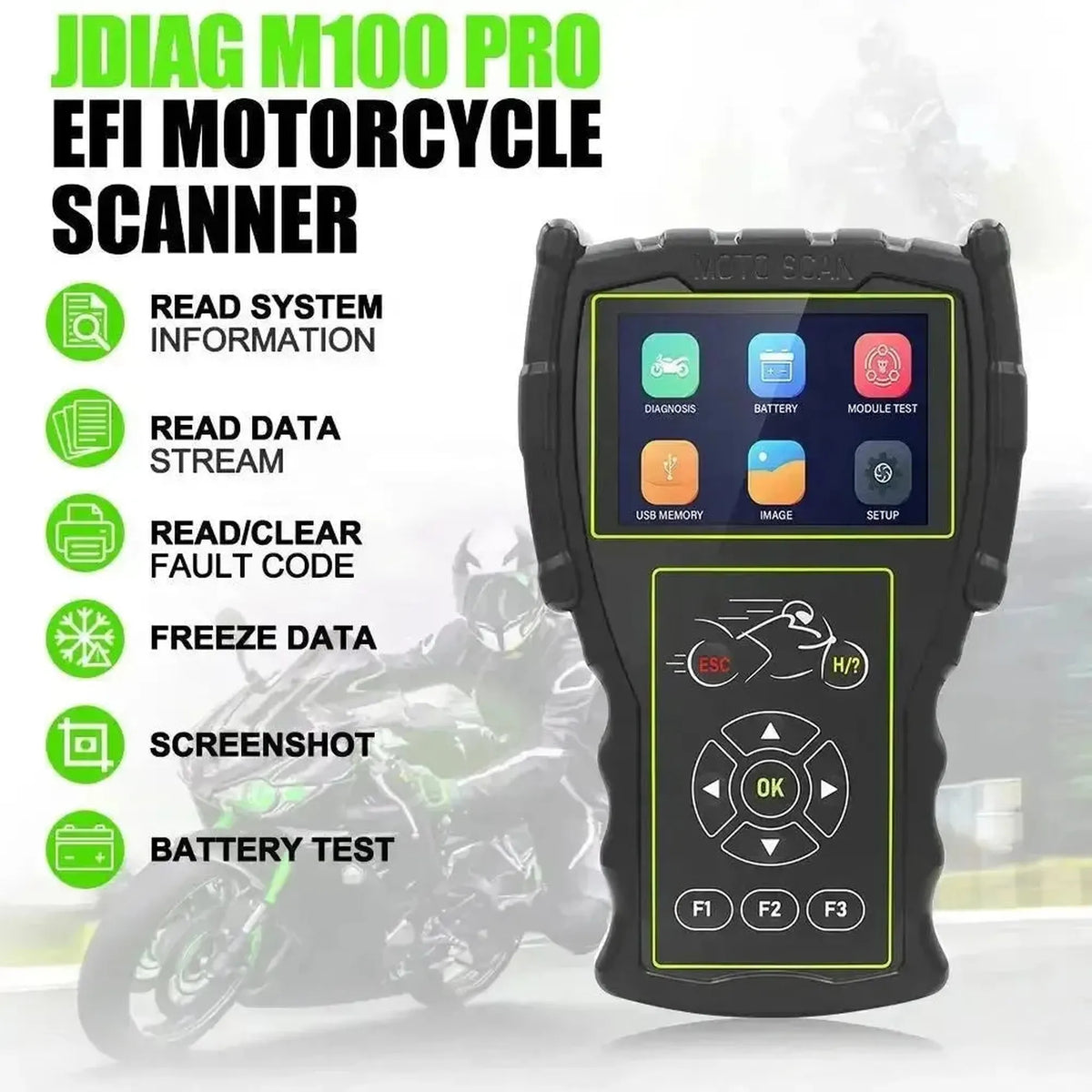 JDiag M100 Pro Full Motorfiets Uitleesapparaat