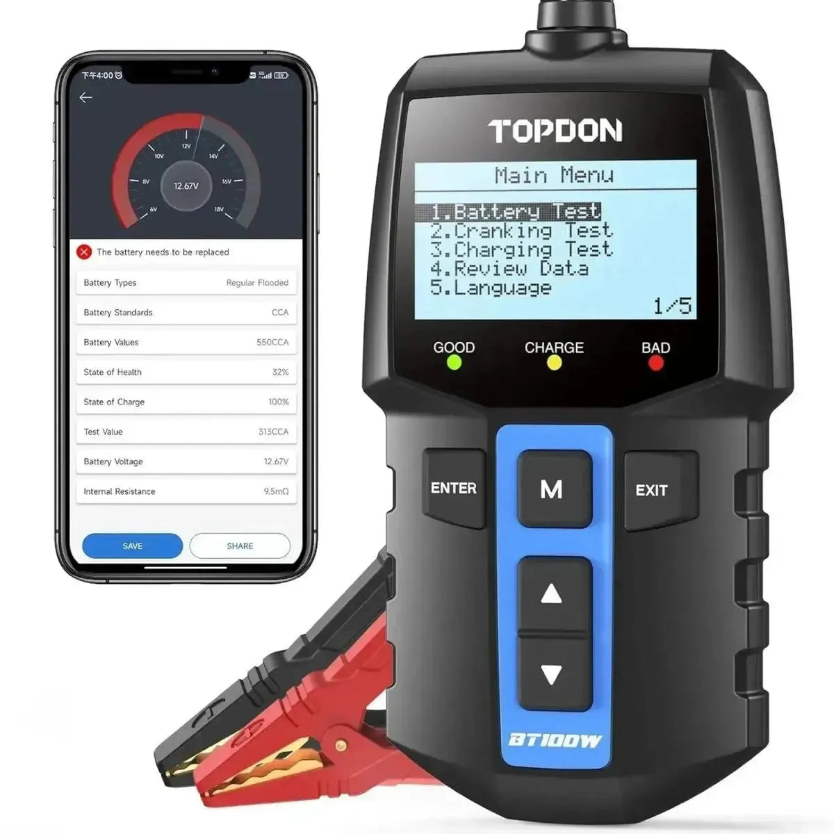 Topdon BT100W | Tester akumulatorów