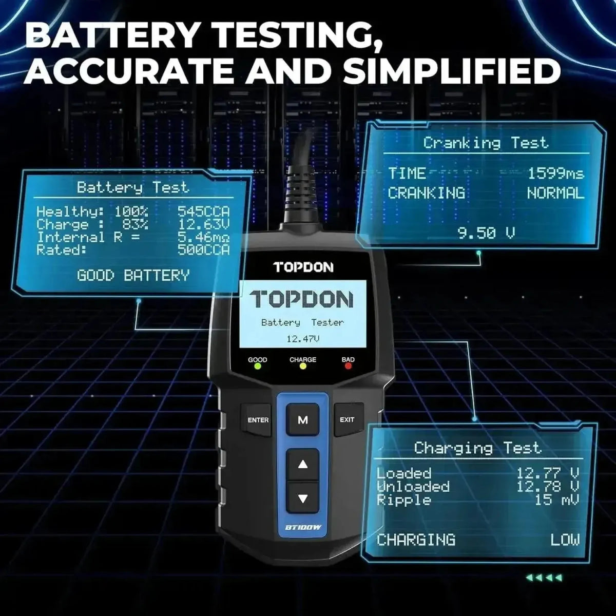 Topdon BT100W | Tester akumulatorów