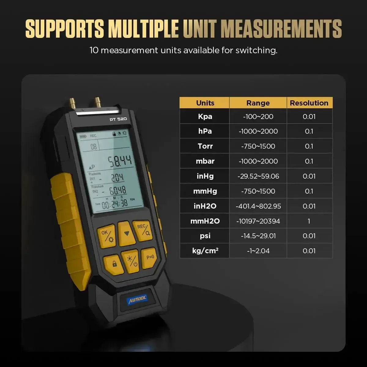 Autool PT520 | Tester ciśnienia powietrza