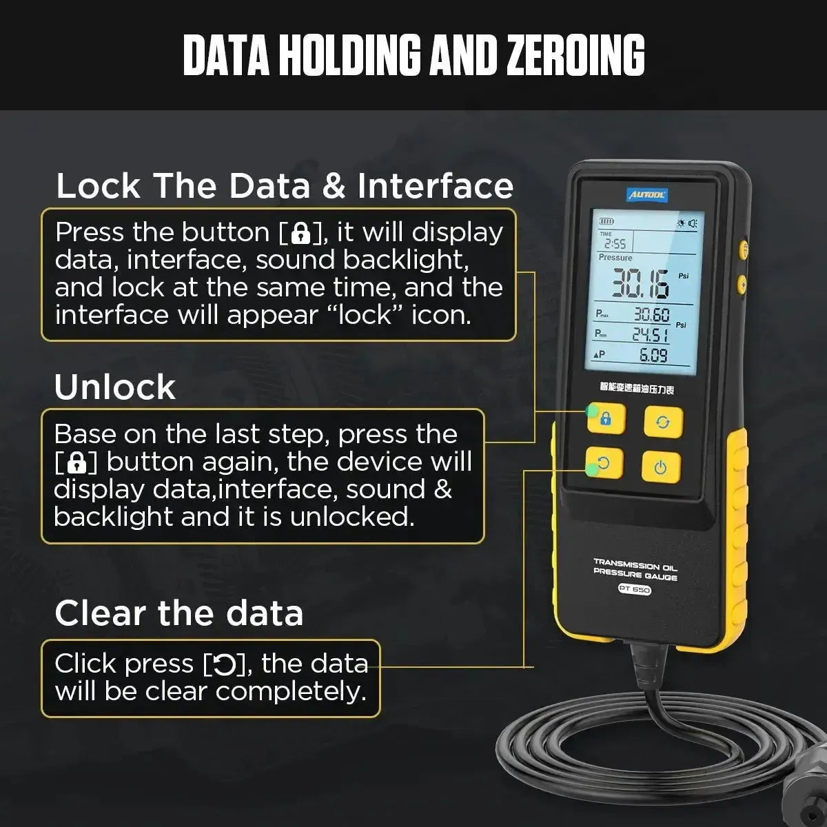 Autool PT650 | Tester ciśnienia oleju w skrzyni biegów