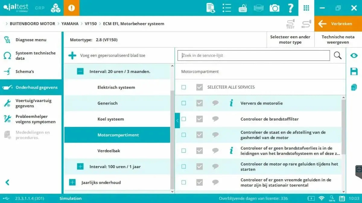Jaltest Marine (Zewnętrzny silnik zaburtowy) Tester diagnostyczny