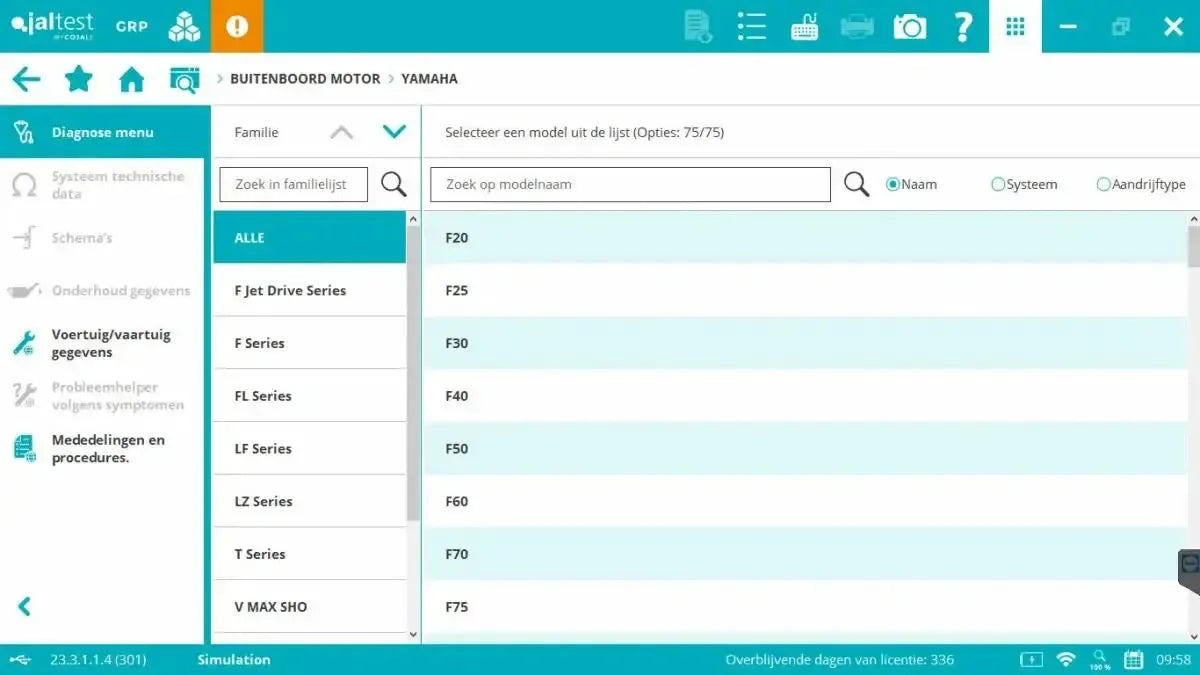 Jaltest Marine (Zewnętrzny silnik zaburtowy) Tester diagnostyczny