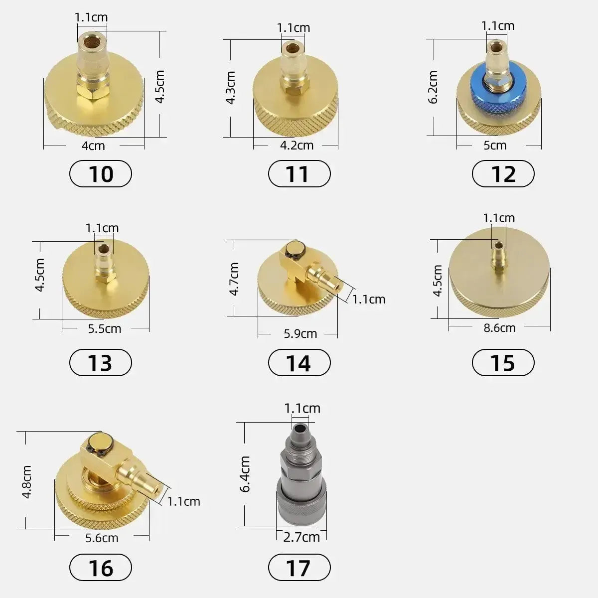 Zestaw adapterów zbiornika płynu hamulcowego 17-częściowy