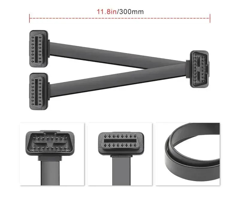 16-pinowa płytka OBD2 kabel przedłużający i rozdzielający 2-częściowy (30 cm) | Interfejs