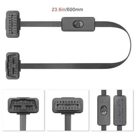 16-pinowy płaski kabel przedłużający OBD2 z przełącznikiem (60 cm) | Interfejs