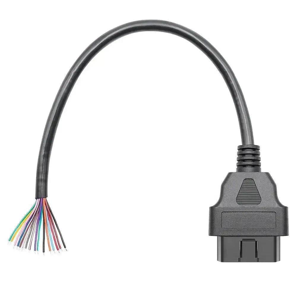 16-pinowy wtyk OBD2 (męski) z 16 otwartymi końcówkami kabli – 30 cm