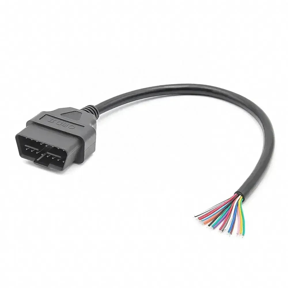 16-pinowy wtyk OBD2 (męski) z 16 otwartymi końcówkami kabli – 30 cm