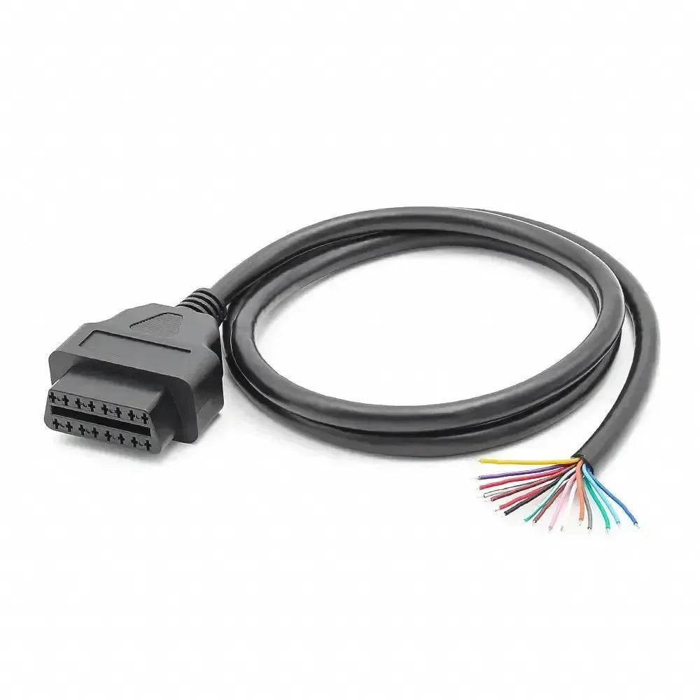16-pinowa port OBD2 (gniazdo) z 16 otwartymi końcówkami kabli – 100 cm
