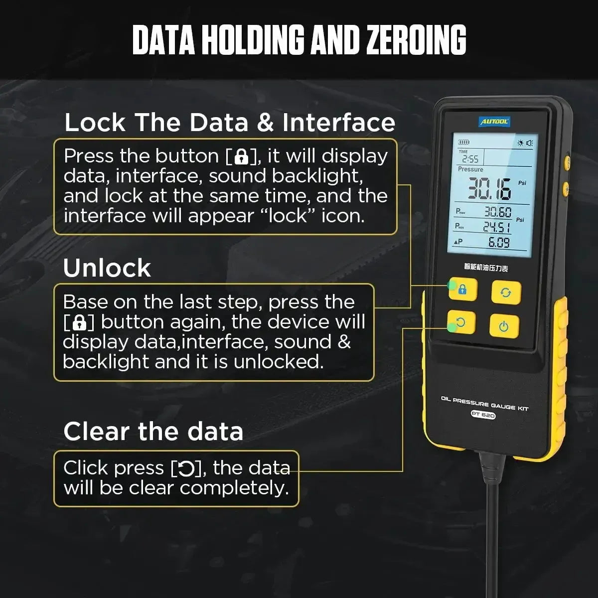 Autool PT620 | Tester ciśnienia oleju