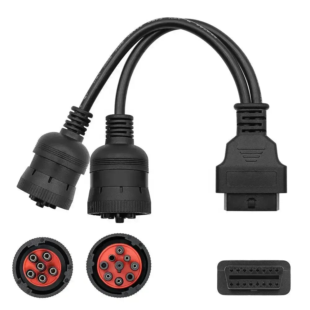 Uniwersalny 6-pinowy J1708 + 9-pinowy J1939 - 16-pinowy OBD2 Kabel adapter do pojazdów użytkowych i roboczych