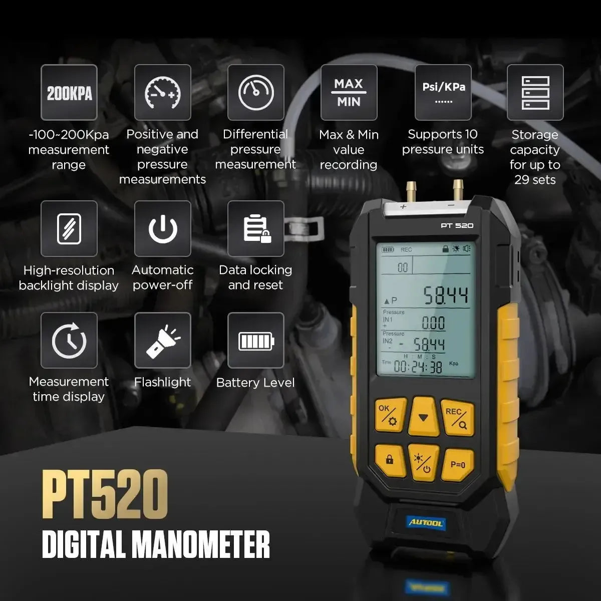 Autool PT520 tester ciśnienia powietrza