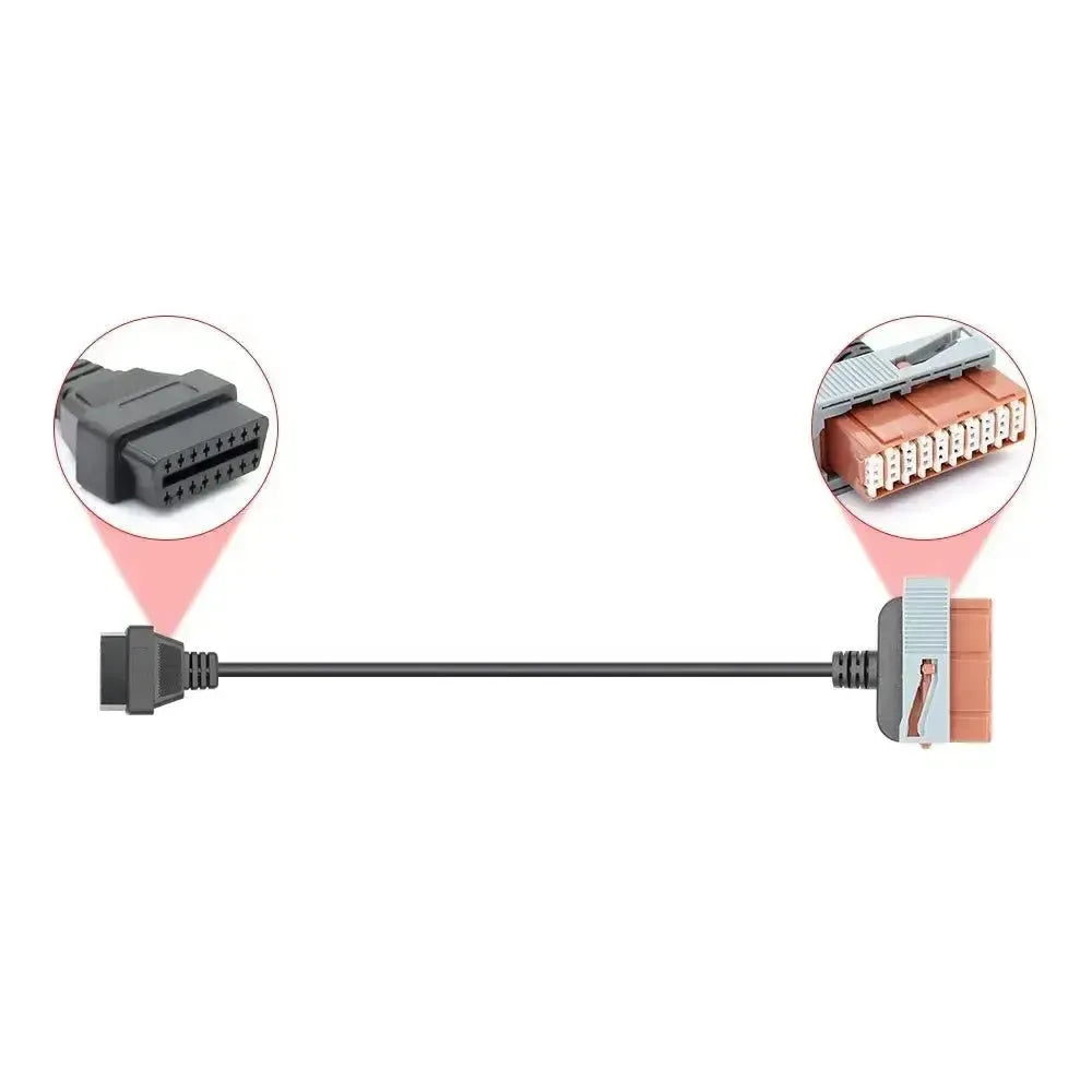 Citroën/Peugeot 30-pinowy kabel przejściowy OBD1 na 16-pinowy OBD2 | Samochód osobowy