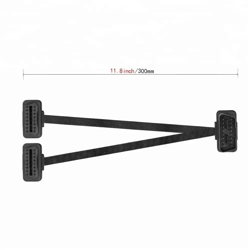 Uniwersalny płaski 16-pinowy przedłużacz i rozdzielacz OBD2 2-częściowy (30 cm)