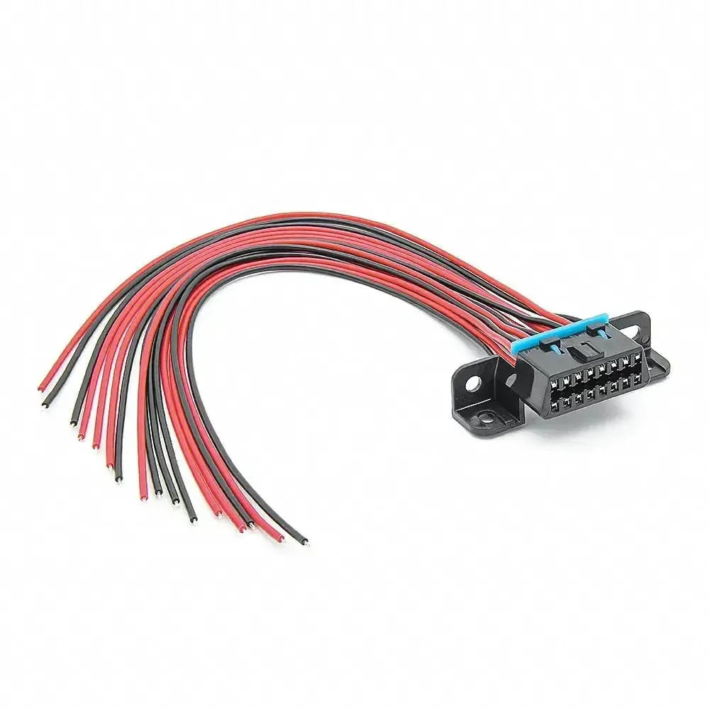 Uniwersalny 16-pinowy port OBD2 (gniazdo żeńskie) z 16 otwartymi końcówkami kabli - 30 cm