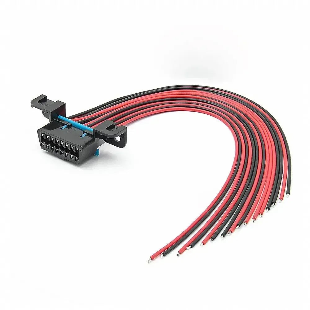 Uniwersalny 16-pinowy port OBD2 (gniazdo żeńskie) z 16 otwartymi końcówkami kabli - 30 cm