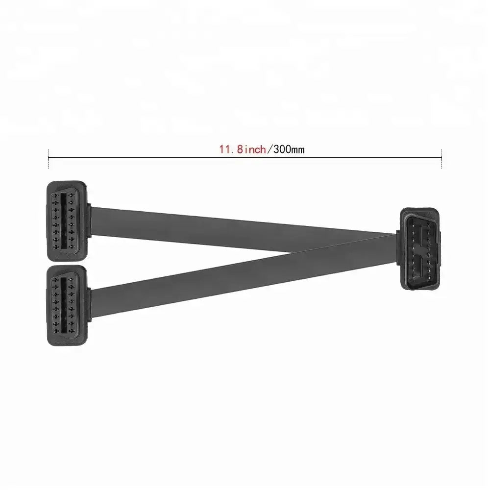 Uniwersalny pełny 16-pinowy płaski przedłużacz i rozdzielacz OBD2 2-częściowy (30 cm)