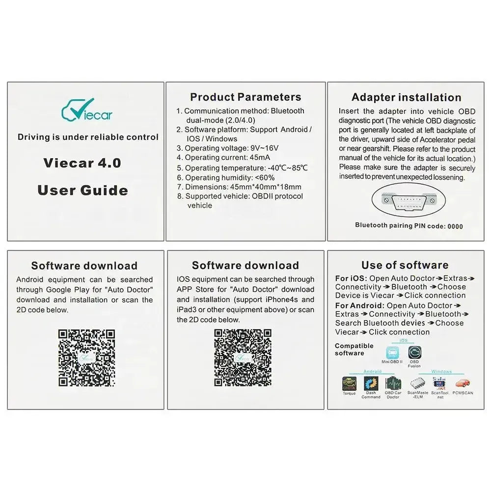 Viecar Mini OVC100 | Interfejs ELM327 (Bluetooth 4.0)